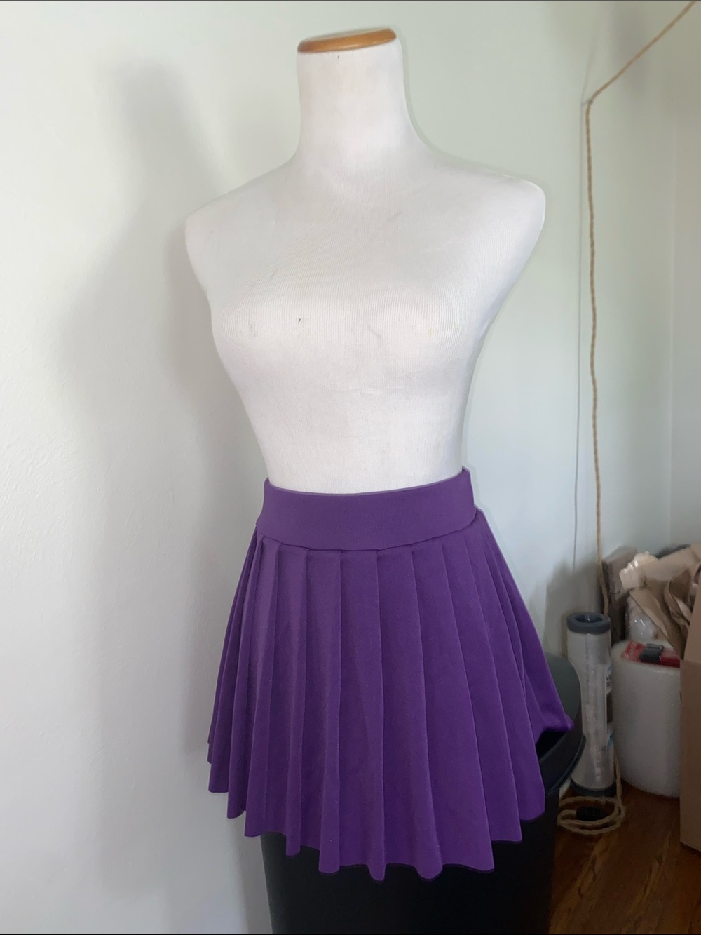 Purple Pleated Mini Skirt